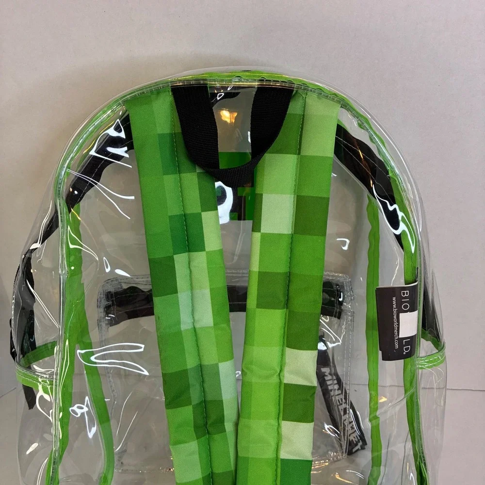 Minecraft Creeper Clear Backpack Bioworld Green Transparent School Bag 15 inch